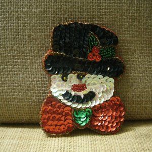 Handmade Sequin Snowman Holiday Ornament